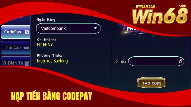 Thực hiện nạp tiền nhanh chóng bằng Codepay